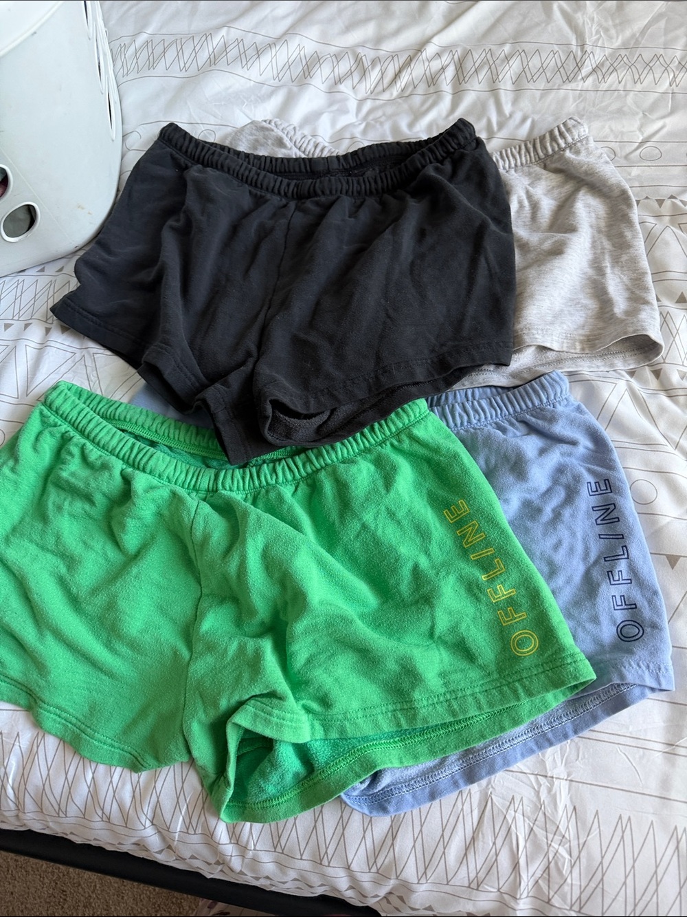 aerie Relaxed Elastic-Waist Shorts - Black, Green, Heather Gray light blue